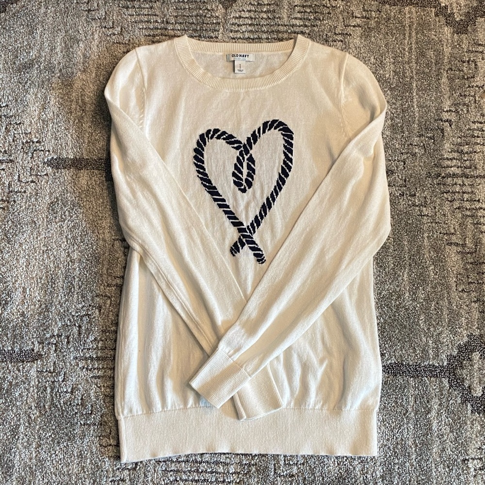 Old Navy Cream/Navy Nautical Sweater